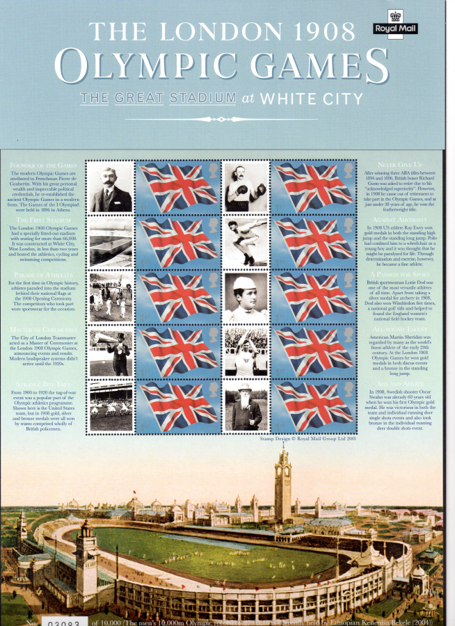 (image for) CS2 2008 "London 1908 Olympics" Royal Mail Commemorative Smilers Sheet
